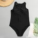 4Clovers Women's Built-in Cup Plus Size Swimsuits Zipper Front High Waist Swimwear One Piece Bathing Suits Black B07MH95K74